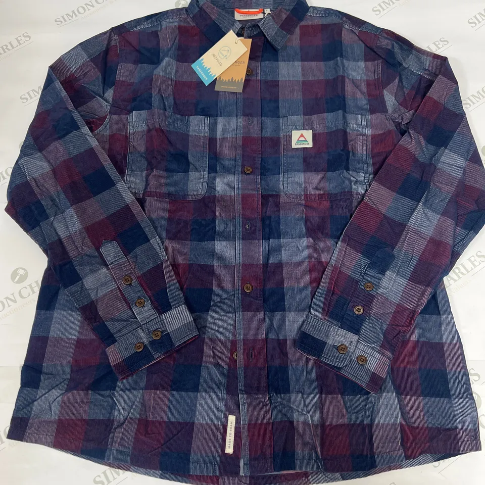 PASSENGER BACKCOUNTRY CORD CHECK SHIRT IN RICH NAVY SIZE L