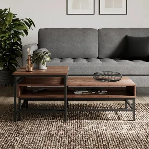 BOXED FULTON SQUARE & RECTANGULAR NESTING COFFEE TABLES - BLACK