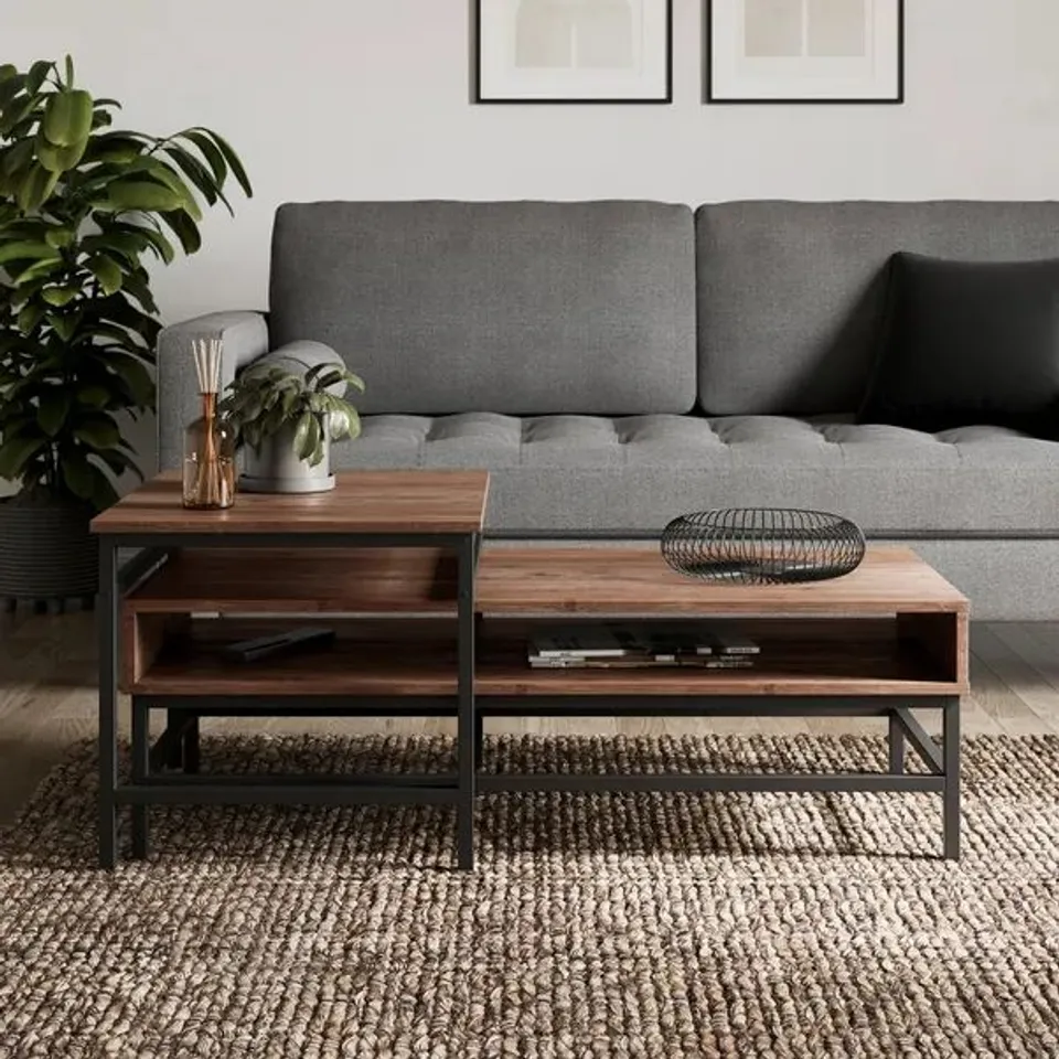 BOXED FULTON SQUARE & RECTANGULAR NESTING COFFEE TABLES - BLACK