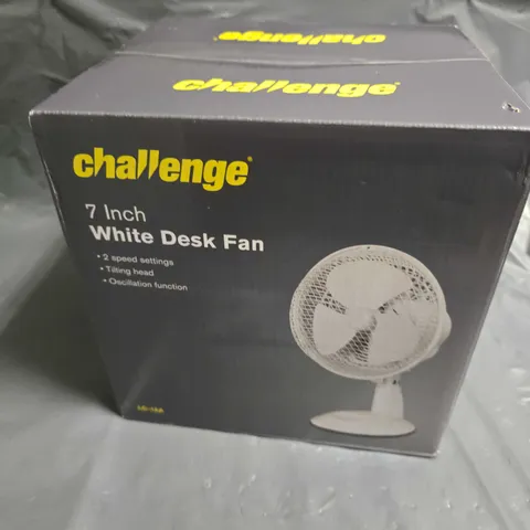 BOXED CHALLENGE 7" WHITE DESK FAN