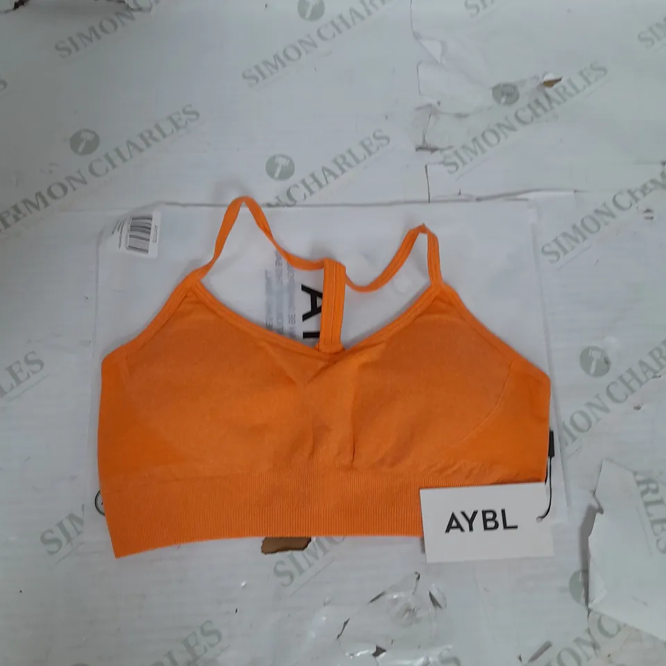 AYBL EMPOWER SEAMLESS SPORTS BRA IN ORANGE MARL SIZE M