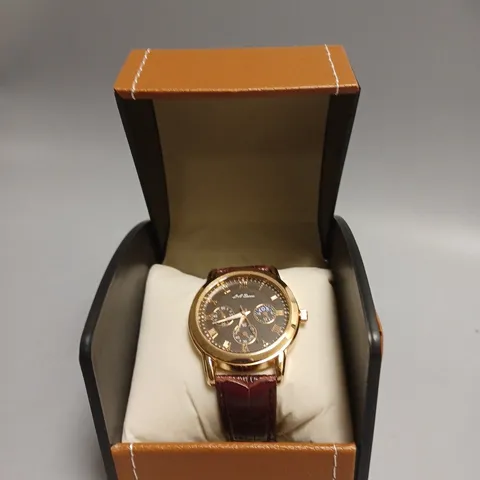 MENS LA BANUS WATCH β GOLD COLOUR CASE β LEATHER STRAP