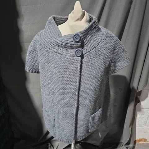 URBAN OUTFITTERS GREY KNIT CARDIGAN – SHORT SLEEVE, SHAWL COLLAR – UK L (L/G)