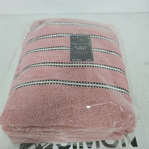 BROMLEY STRIPE XL BATH SHEET β 3 PACK, PINK, 90 X 150 CM