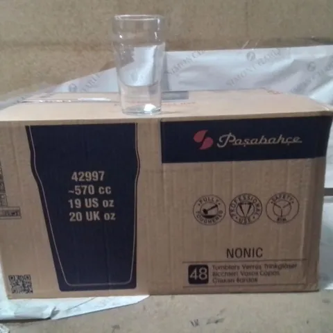 BOXED PASABAHCE PINT GLASSES APPROXIMATELY 48