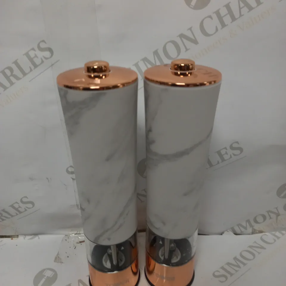 TOWER T847005WR MARBLE ROSE GOLD ELECTRIC SALT AND PEPPER MILLS
