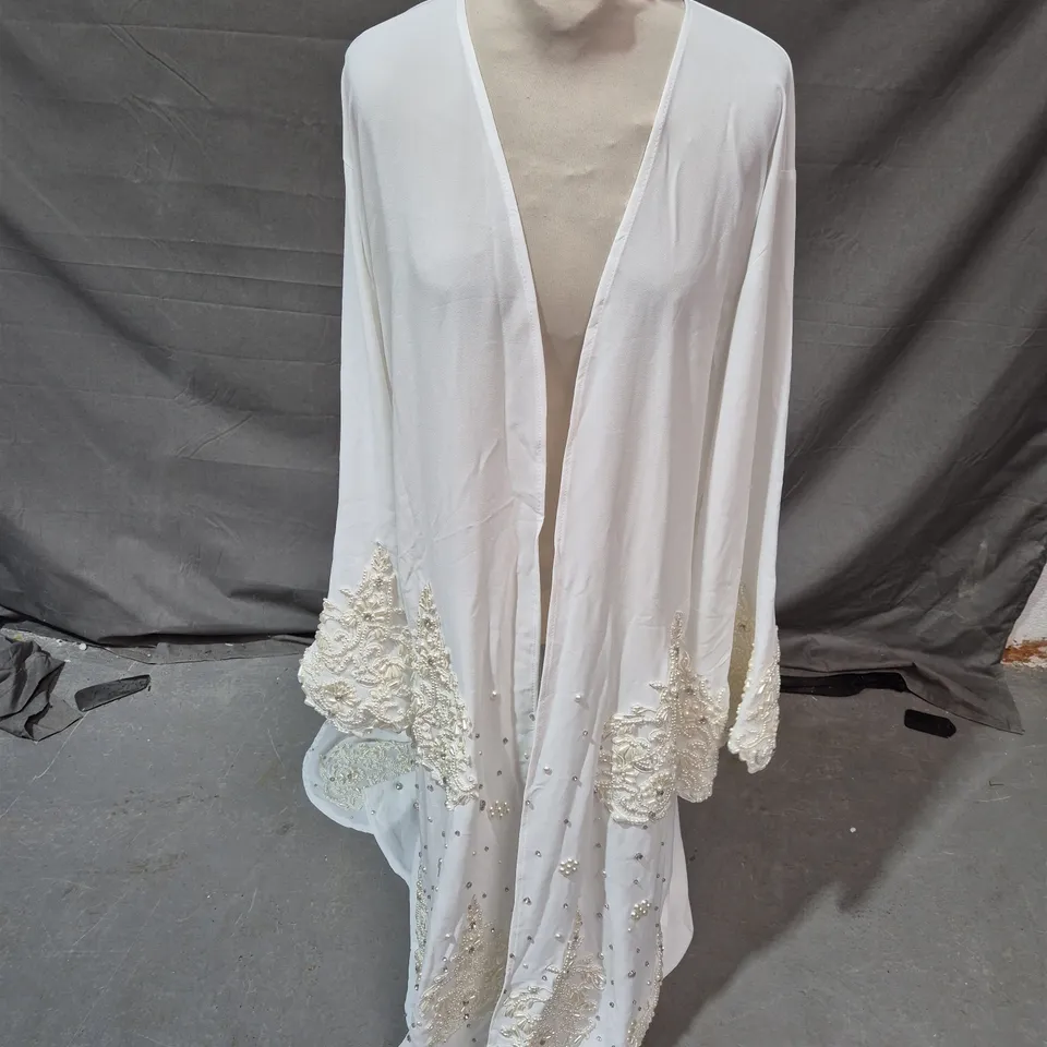 BEADED LONG CARDIGAN IN CREAM MIX