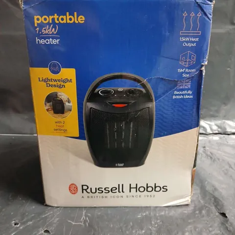 RUSSELL HOBBS PORTABLE 1.5KW HEATER – BLACK, BOXED