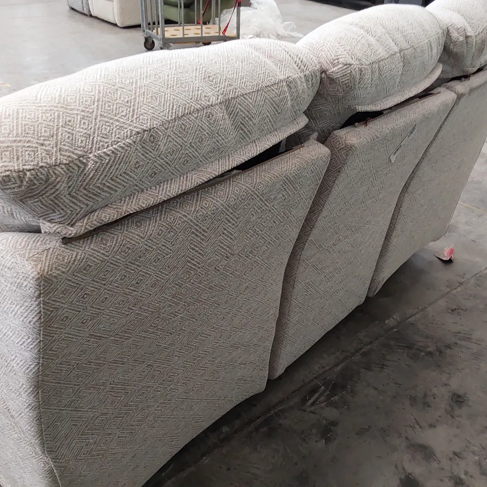 QUALITY BRITISH DESIGNER G PLAN MALVERN POWER RECLINING THREE SEATER SOFA NEBULAR BLUSH FABRIC 