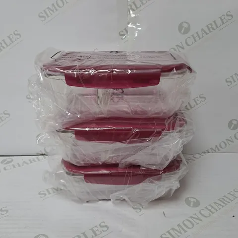 BOXED SET OF 3 GLASS FOOD STORAGE CONTAINERS