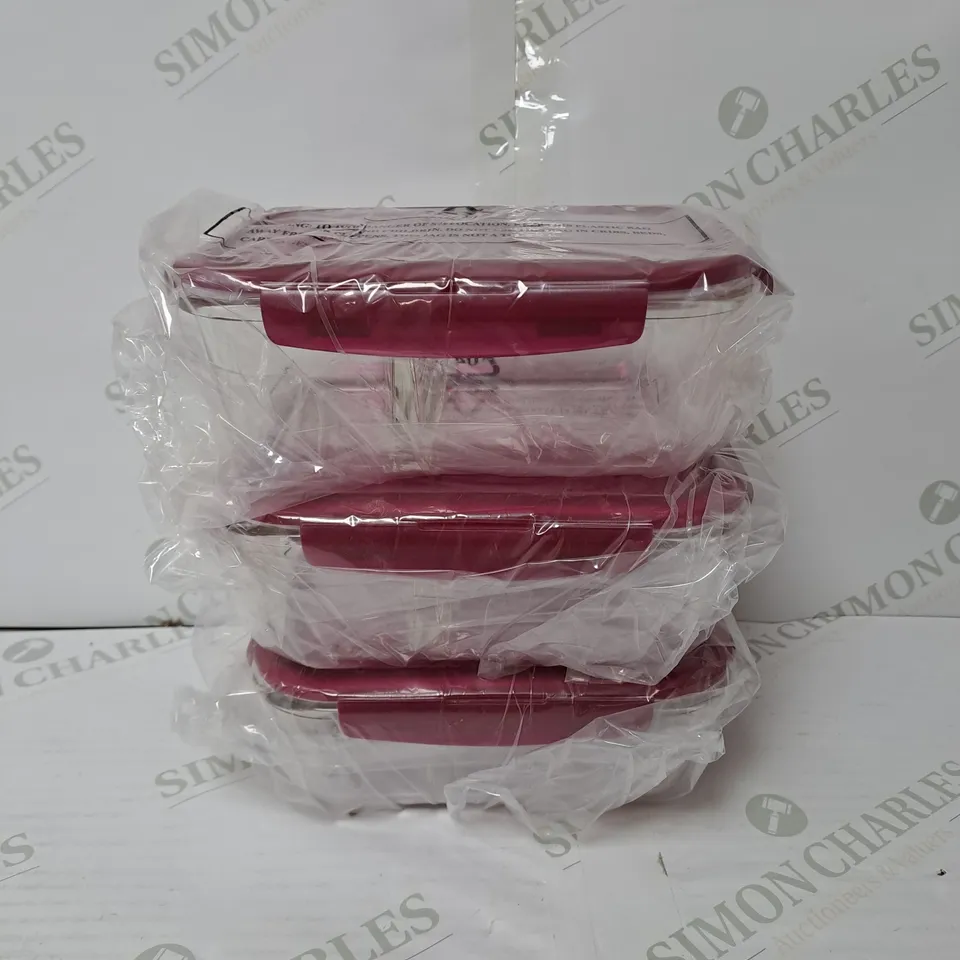 BOXED SET OF 3 GLASS FOOD STORAGE CONTAINERS