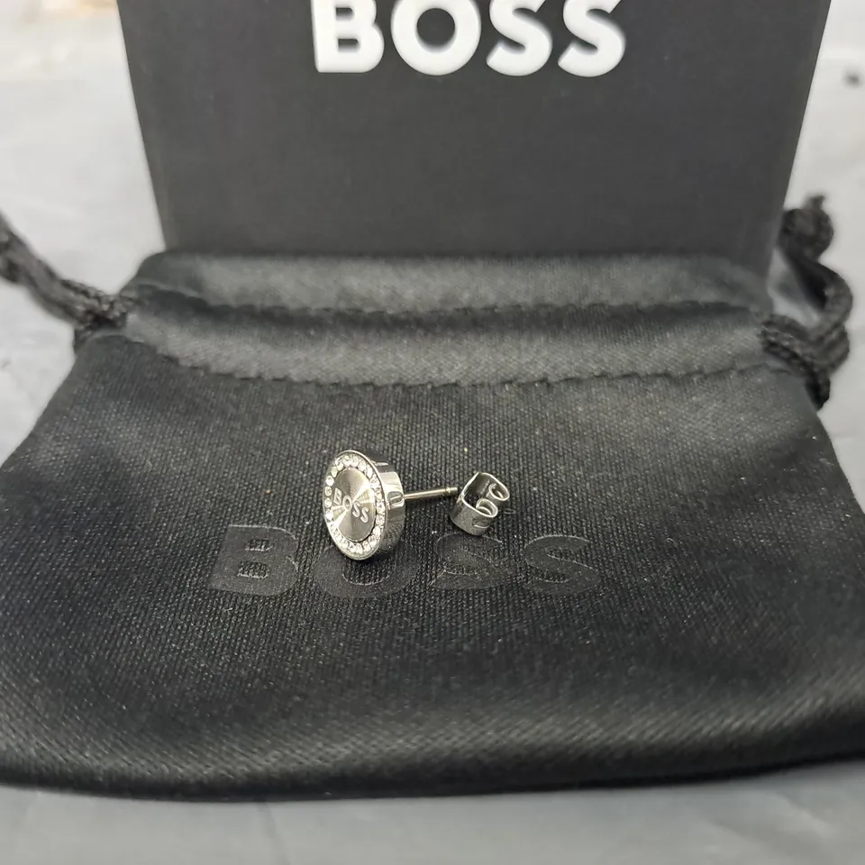 BOSS WOMEN'S IONA STAINLESS STEEL CRYSTAL STUD EARRING