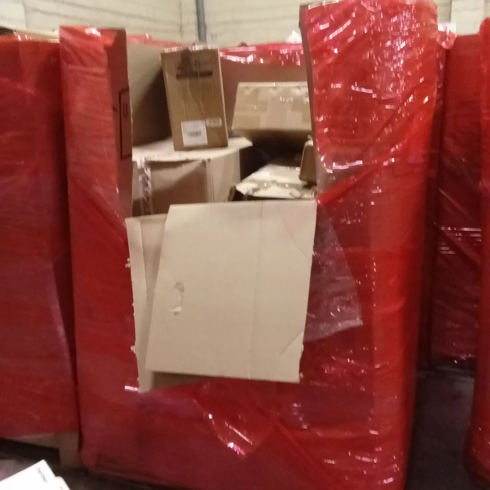 PALLET OF ASSORTED HOUSEHOLD GOODS AND PRODUCTS TO INCLUDE; A3 DRAWING BOARD, BOOSTER SEAT, AIR FRYER ETC