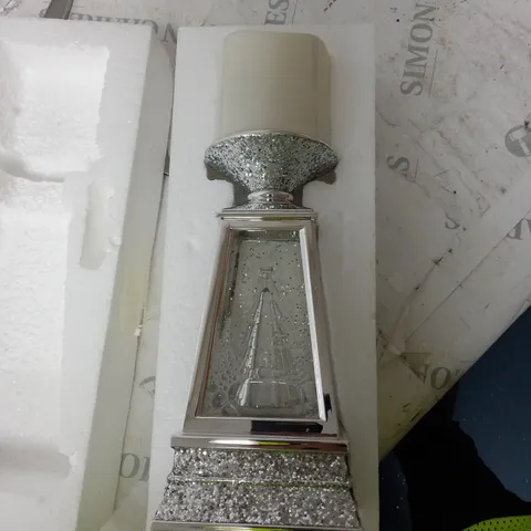 BOXED JULIEN MACDONALD FLAMELESS SWIRLING GLITTER CHRISTMAS TREE CANDLE HOLDER
