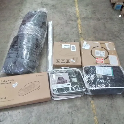 PALLET OF ASSORTED ITEMS TO INCLUDE: HEATED BLANKETS, LED MIRROR, ROLLER BLIND, TOILET SEAT, BABY BATH SUPPORT ECT
