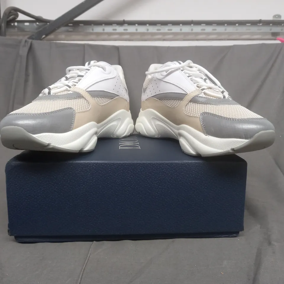 BOXED PAIR OF DIOR TRAINERS IN WHITE/CREAM/GREY SIZE EU 42