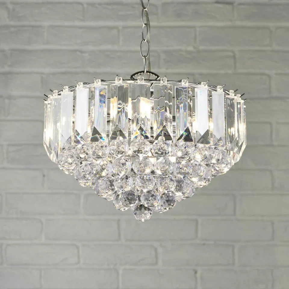 BOXED CRYSTAL CHROME CHANDELIER 