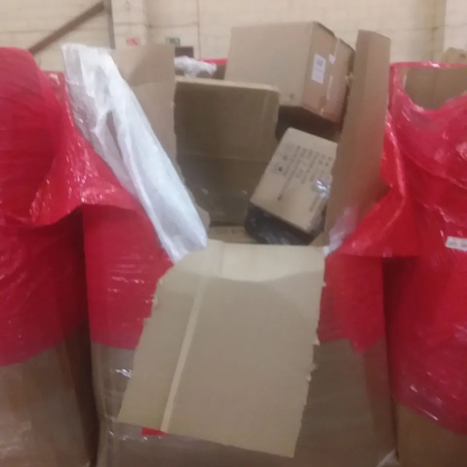 PALLET OF ASSORTED HOUSEHOLD PRODUCTS AND ITEMS, INCLUDING; FOOD PROCESSORS, DIGITAL RICE COOKER, TOILET SEAT, BOXED FURNITURE ETC
