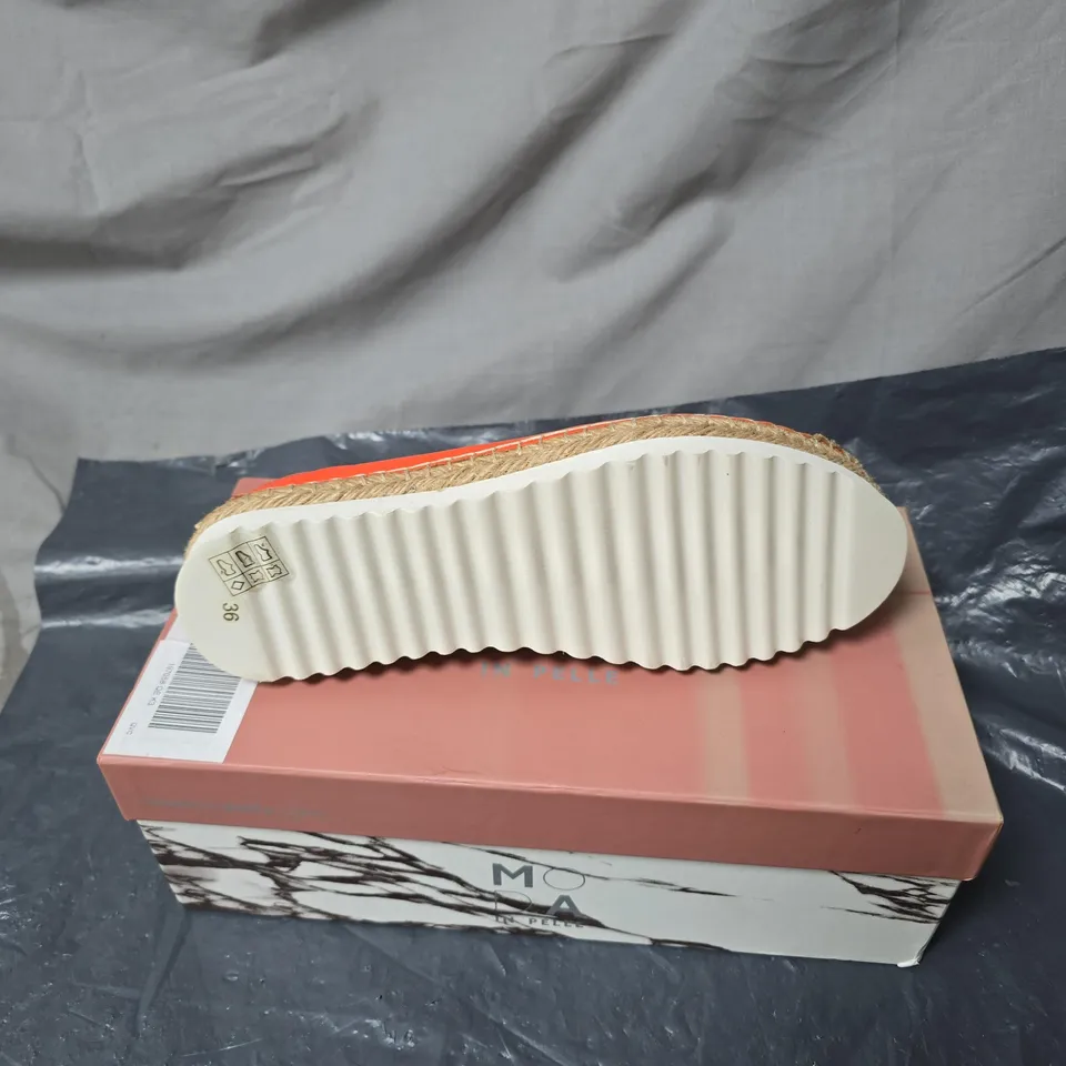 MODA IN PELLE WOMEN'S ORANGE ESPADRILLE SLIP-ON – UK 4 (EU 36) WITH RHINESTONE BUCKLE