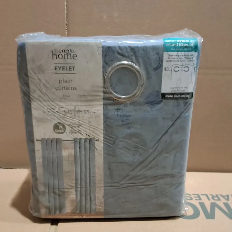 APPROXIMATELY 8 SEALED EYELET PLAIN CURTAINS W228CM X D182CM 
