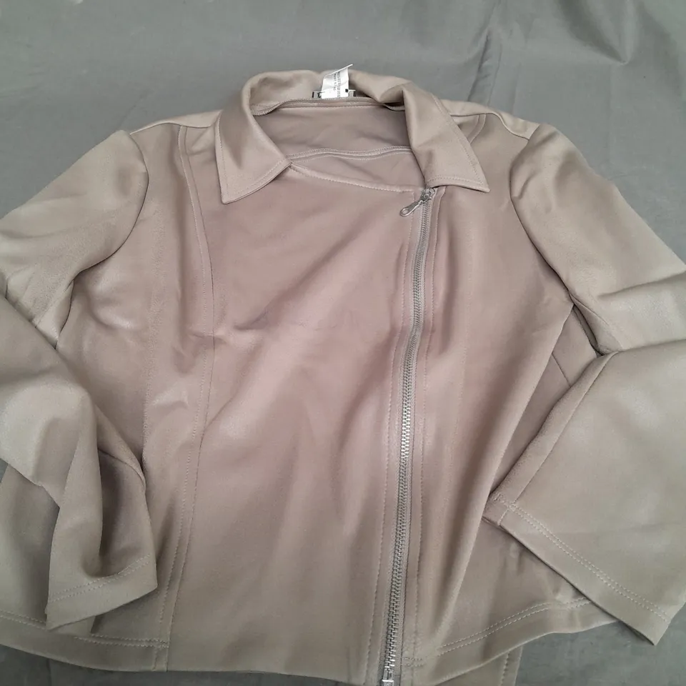 KIM&CO DARK BEIGE ZIP UP JACKET - SMALL
