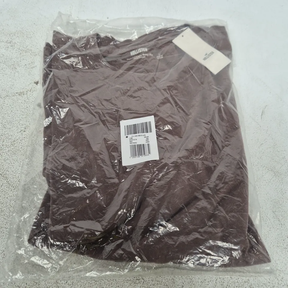 Hollister Heavyweight Boxy Fit T-Shirt – Brown, UK L (VERIFY MODEL)