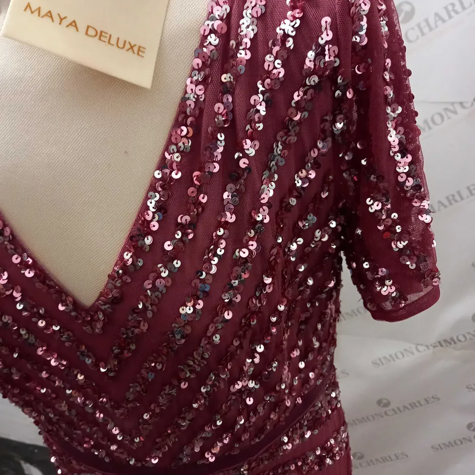 MAYA DELUXE SHORT SLEEVE STRIPE EMBELLISHED MAXI DRESS - 14