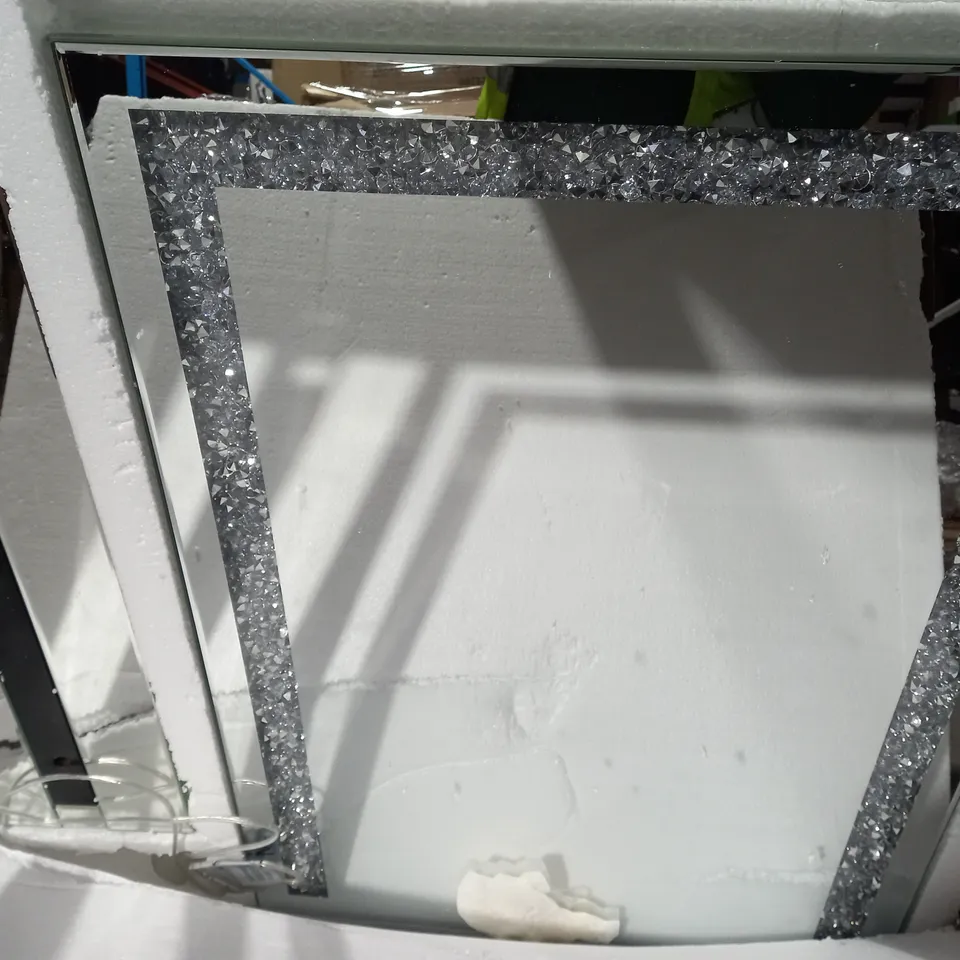 JM BY JULIEN MACDONALD LARGE ENCAPSULATED CRYSTAL LIGHT UP TABLE MIRROR - COLLECTION ONLY