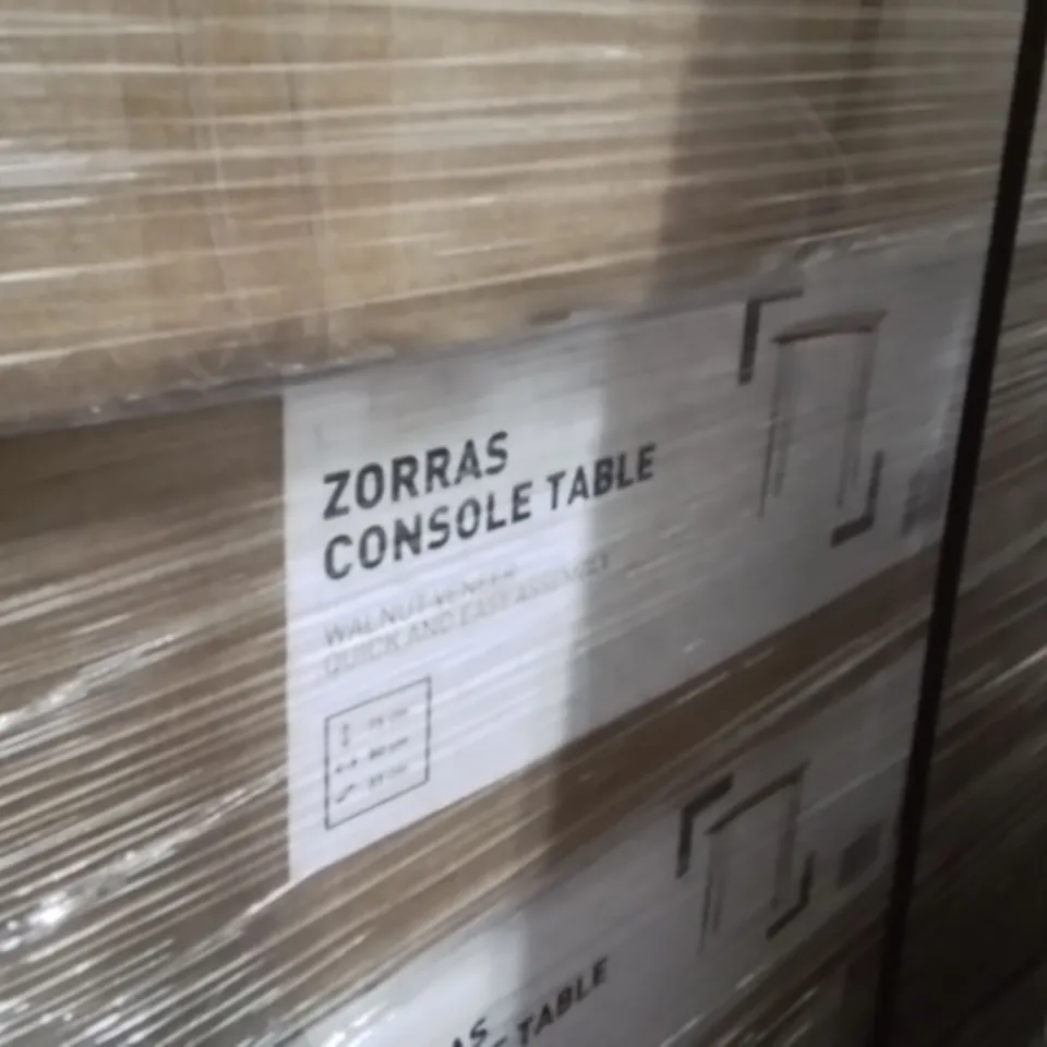 PALLET CONTAINING A LARGE QUANTITY OF BRAND NEW ZORRAS CONSOLE TABLES