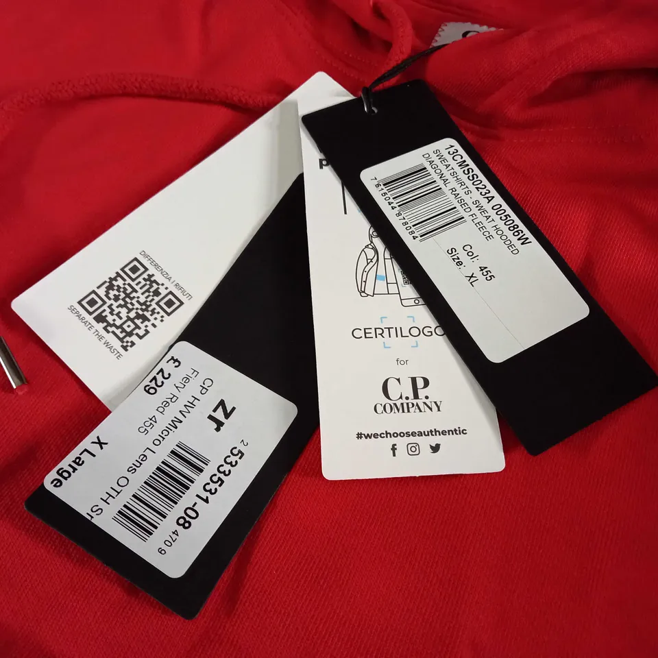 C.P. COMPANY RED HOODIE - XL
