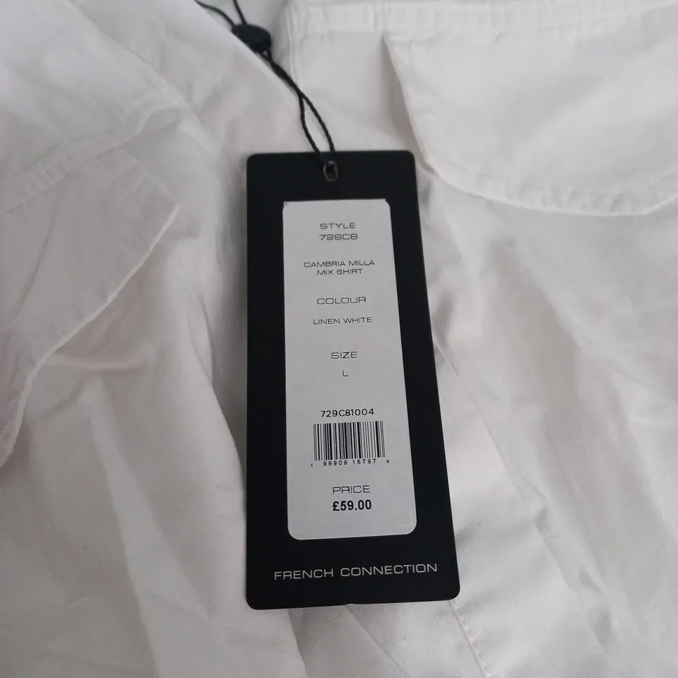 FRENCH CONNECTION CAMBRIA MILA MIX SHIRT – LINEN WHITE, UK SIZE L