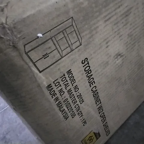 BOXED STORAGE CABINET W/2 OPEN SHELVES 