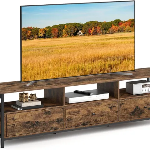 BOXED VASAGLE TV STAND, TV CABINET FOR UP TO 80 INCH TV - BROWN/BLACK