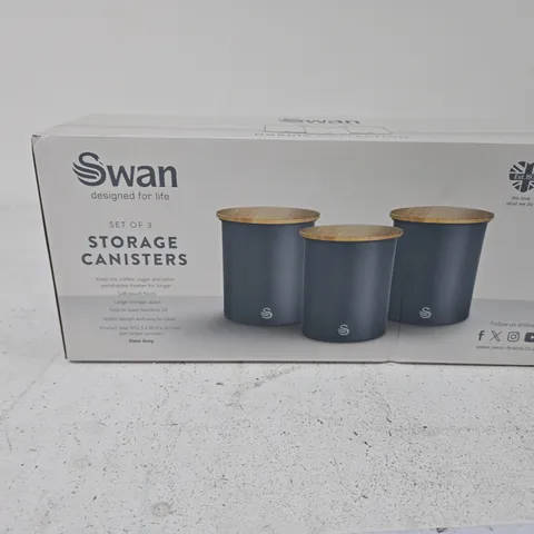 SWAN STORAGE CANISTERS – SET OF 3 (SLATE GREY) WITH WOOD LIDS