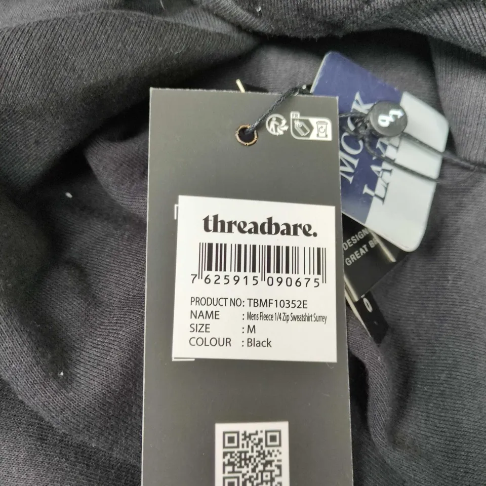 THREADBARE MEN'S FLEECE 1/4 ZIP SWEATSHIRT – BLACK, SIZE M