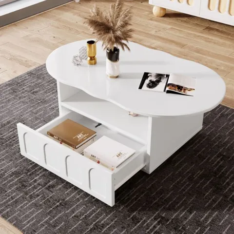 BOXED COFFEE TABLE WITH STORAGE - WHITE (1 BOX)