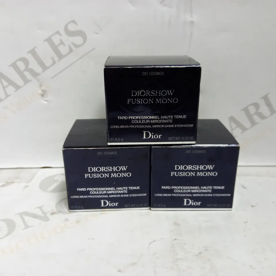 LOT OF 3 DIOR DIORSHOW FUSION MONO FARD PROFESSIONNEL EYESHADOWS - 281 COSMOS