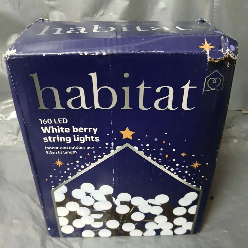 BOXED HABITAT 160 LED WHITE BERRY STRING LIGHTS