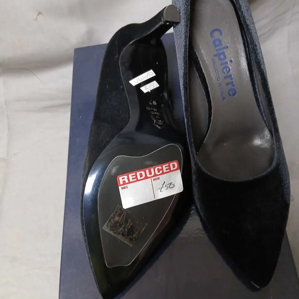 CALPIERRE VELVET BLACK DESIGNER HEELS, EU 37 (UK 4)
