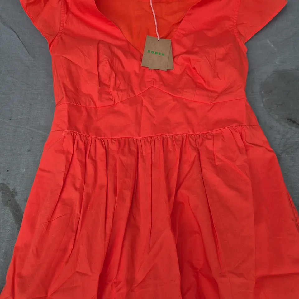 BODEN MAY COTTON MIDI TEA DRESS IN ORANGE SIZE UK 12P