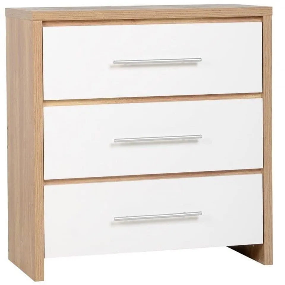 BOXED SEVILLE 3 DRAWER CHEST - WHITE