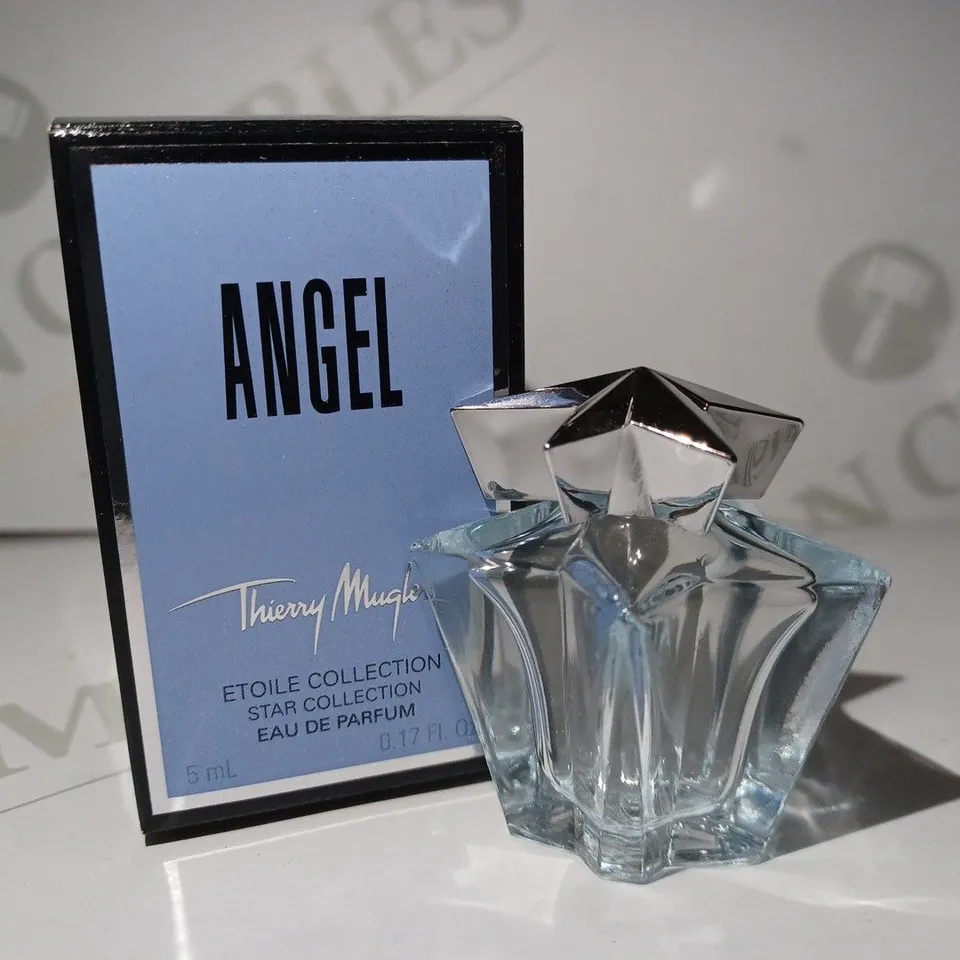 LOT OF APPROX 120 X THIERRY MUGLER ANGEL 5ML EAU DE PARFUM STAR COLLECTION BOTTLES - EMPTY BOTTLES 