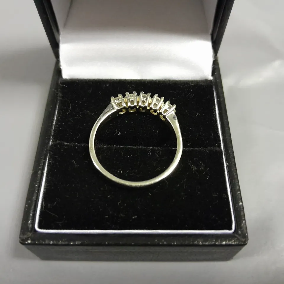18CT WHITE GOLD FIVE STONE HALF ETERNITY RING CLAW SET WITH NATURAL DIAMOND