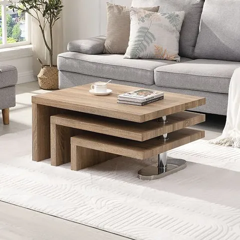 BRAND NEW BOXED DESIGN SQUARE COFFEE TABLE IN SANREMO OAK (1 BOX)