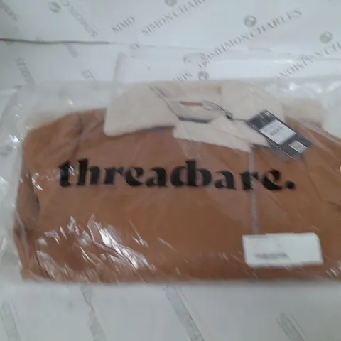 BAGGED THREABARE TAN FAUX SUEDE AVIATOR JACKET SIZE 12