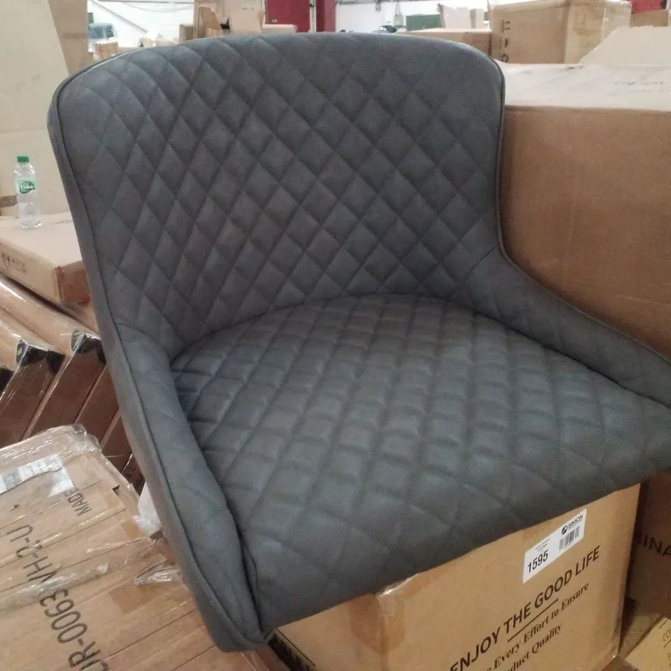 BOXED SET OF 2 DUNDAS PU LEATHER DINING CHAIRS - GREY