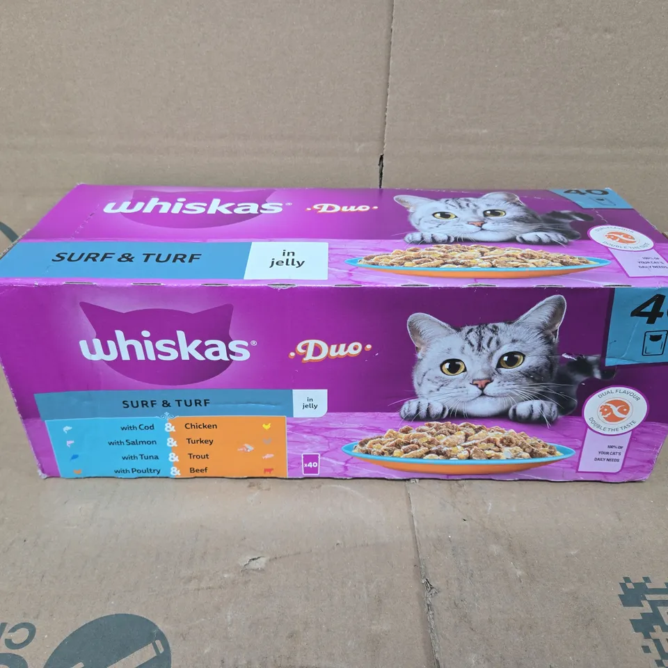 boxed whiskas duo surf & turf in jelly 40x85g