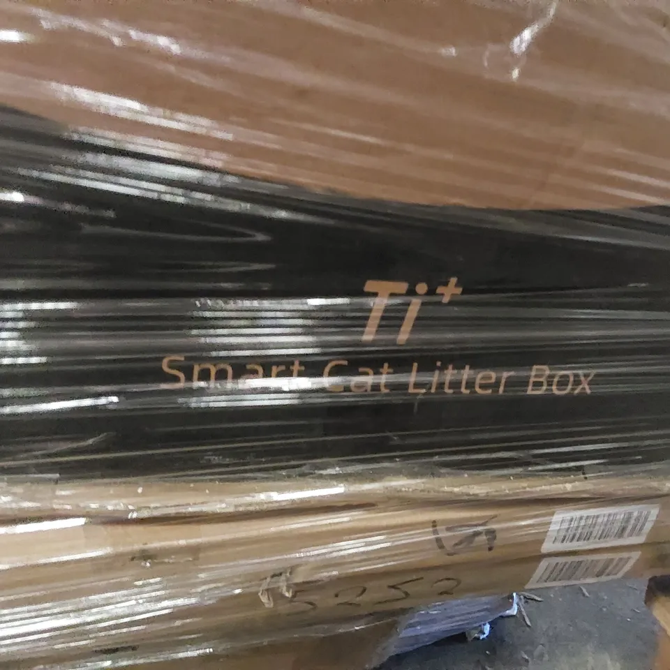 PALLET CONTAINING VARIOUS ASSORTED BOXED ITEMS TO INCLUDE: VACUUM CLEANER,  FUTON SOFA BED, SMART CAT LITTER BOX, SIDEBOARD ECT