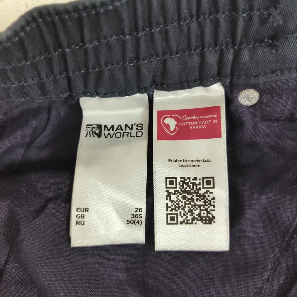 MAN'S WORLD NAVY COTTON TROUSERS – UK 36S (EU 26; RU 50(4)) – COTTON MADE IN AFRICA