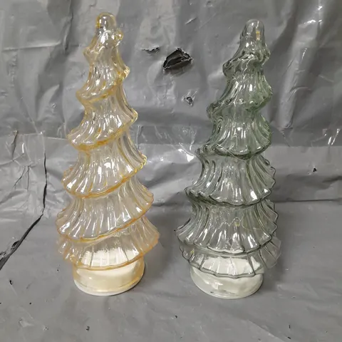 SET OF 2 LIT GLASS TREES - COLLECTION ONLY